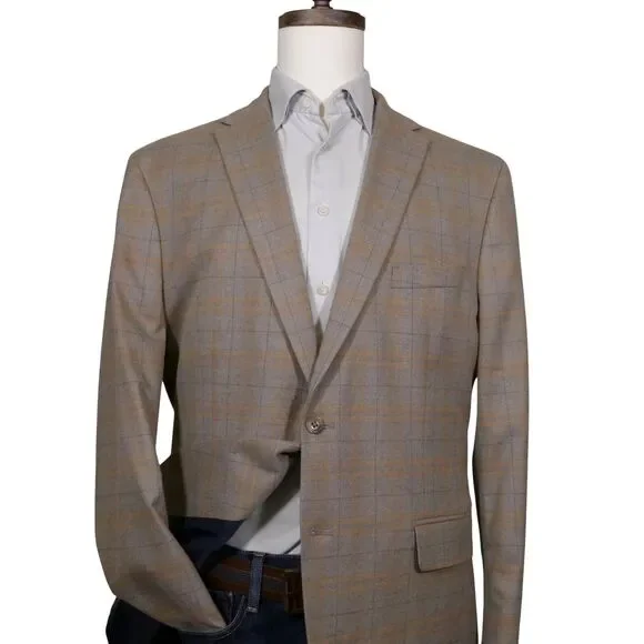 TOMMY HILFIGER Mens Sport Coat Blazer Mens 48R Beige Plaid - Picture 4 of 14